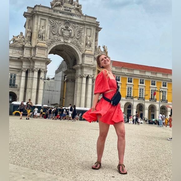 Free People Red Ruched Cut Out Mini Dress - Picture 5 of 5